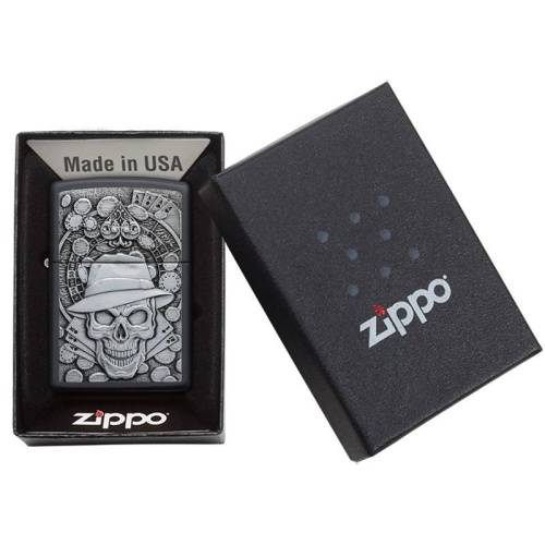 321 ZIPPO Зажигалка ZIPPO Gambling Skull с покрытием Black Matte фото 3