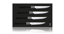 Набор из 4-х кухонных ножей для стейков KAI Wasabi Black
