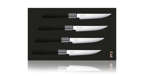 192 Tojiro Набор из 4-х кухонных ножей для стейков KAI Wasabi Black