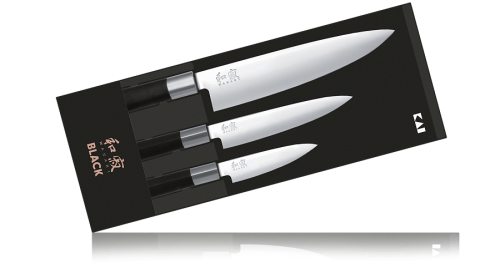 192 Tojiro Набор из 3-х кухонных ножей KAI Wasabi Black