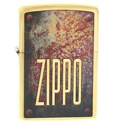 250 ZIPPO Зажигалка ZIPPO Rusty Plate с покрытием Brushed Brass