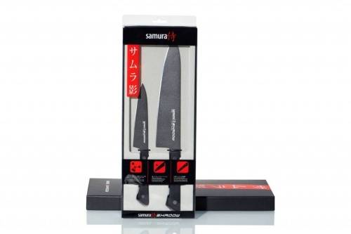 2011 Samura Набор ножей & SHADOW& с покрытием BLACK FUSO (Шеф 200 мм и овощной 135 мм) фото 4
