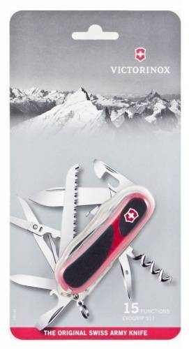 410 Victorinox Нож перочинный Victorinox EvoGrip S17 (2.3913.SCB1) красно-черный блистер 15 функций пластик/сталь