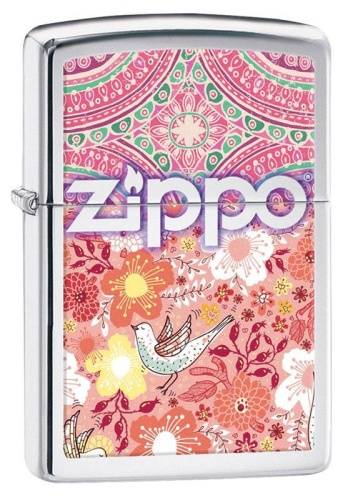 250 ZIPPO Зажигалка ZIPPO Classic Цветы с покрытием High Polish Chrome