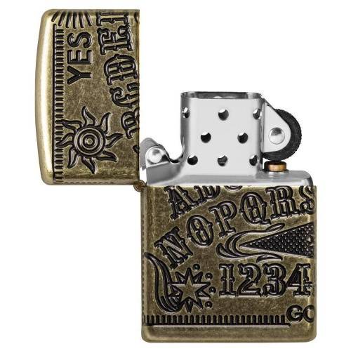 20 ZIPPO ЗажигалкаArmor™ Ouija Board Design с покрытием Antique Brass фото 3