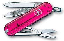 Боевой нож Victorinox Нож перочинныйClassic Rose Edition 0.6203.T5 58мм 7 функций полупрозрачный розовый
