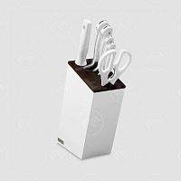 Набор кухонных ножей 4 шт. + кухонные ножницы + мусат в подставке White Classic