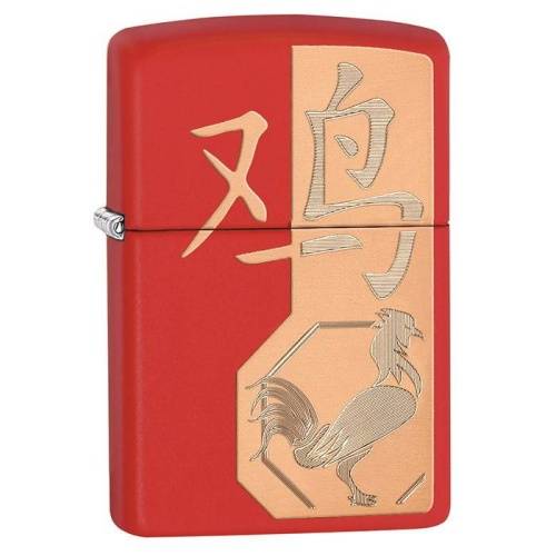 138 ZIPPO Зажигалка ZIPPO Year of the Rooster с покрытием Red Matte