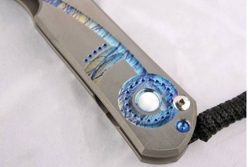5891 Chris Reeve Large Sebenza 21 Unique Graphics Mother of Pearl Cabochon фото 2