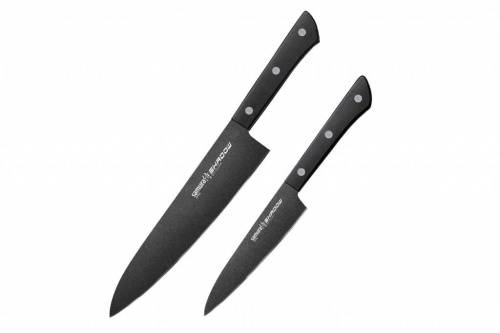 2011 Samura Набор ножей & SHADOW& с покрытием BLACK FUSO (Шеф 200 мм и овощной 135 мм)