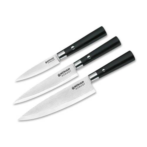 192 Boker   Damascus Black Knife Trio