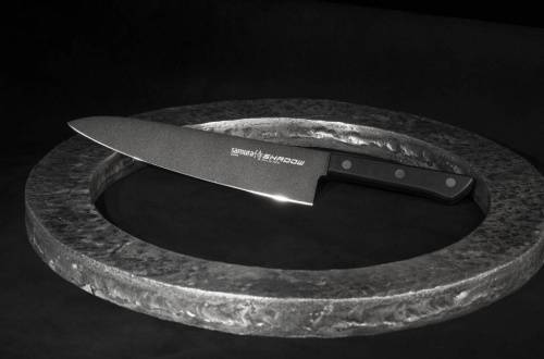 2011 Samura Нож кухонный SHADOW Шеф с покрытием BLACK FUSO 208 мм фото 6