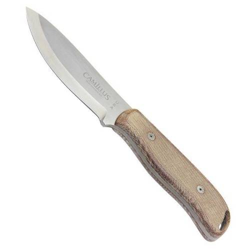 236 Camillus 8.5 Bushcrafter Fixed Blade Knife with Leather Sheath