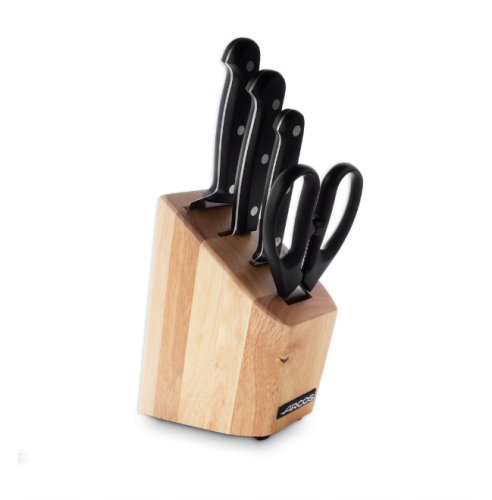 192 Arcos Набор из 3-х кухонных ножей с ножницами на деревянной подставке Universal