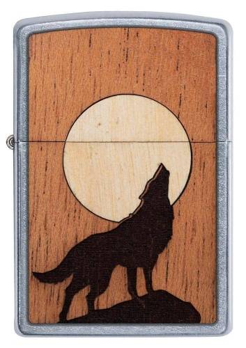499 ZIPPO ЗажигалкаWOODCHUCK USA Howling Wolf с покрытием Street Chrome™ фото 2