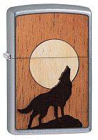 Зажигалка ZIPPO WOODCHUCK USA Howling Wolf с покрытием Street Chrome™