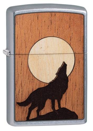 499 ZIPPO ЗажигалкаWOODCHUCK USA Howling Wolf с покрытием Street Chrome™