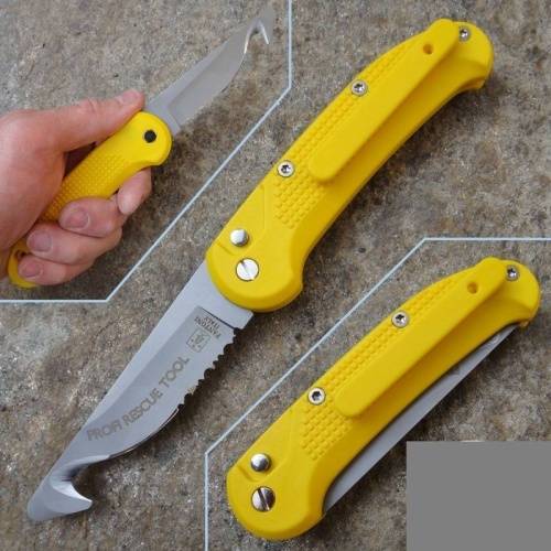 56 Fantoni Выкидной нож - стропорез + стеклобой Rescue Tool Glass Breaker Yellow 9.0 см.