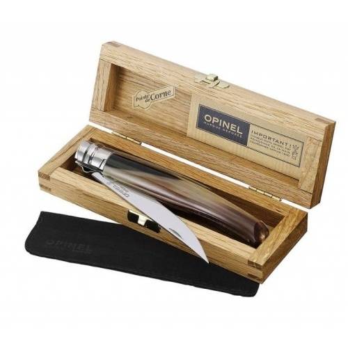 2011  Нож складной филейный Opinel №10 VRI Folding Slim Blond Horn в деревянном кейсе