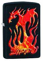 Зажигалка ZIPPO Flaming Dragon Design с покрытием Black Matte