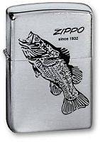  зажигалка ZIPPO Black Bass Brushed Chrome