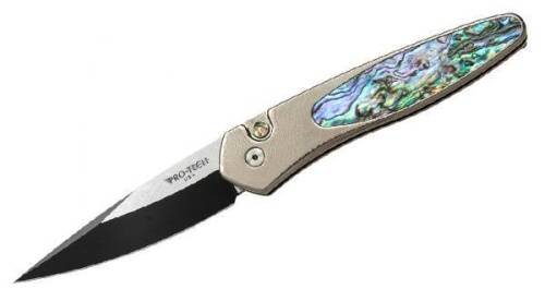 5891 Pro-Tech Protech Custom Newport Automatic Knife Bronze Ti/Abalone (3 Two-Tone)