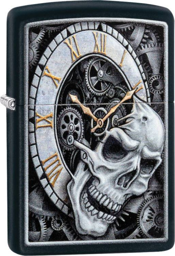 499 ZIPPO ЗажигалкаSkull Clock с покрытием Black Matte 499 ZIPPO ЗажигалкаSkull Clock с покрытием Black Matte