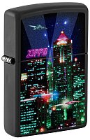 Зажигалка ZIPPO Cyber City с покрытием Black Matte