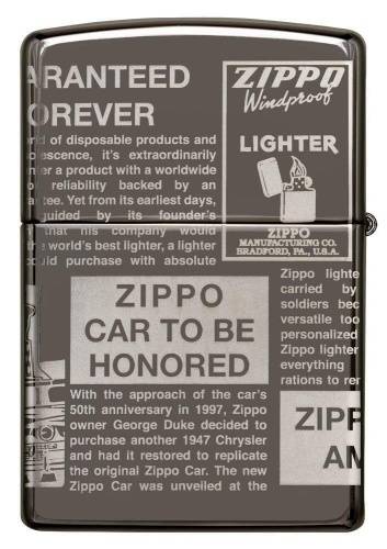 321 ZIPPO ЗажигалкаClassic Newsprint Design с покрытием Black Ice® фото 3