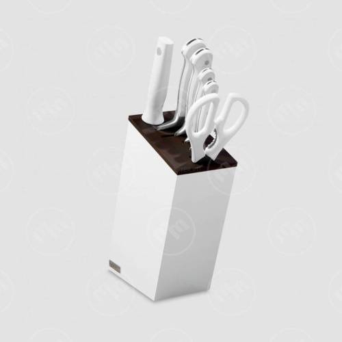18 Wuesthof Набор кухонных ножей 4 шт. + кухонные ножницы + мусат в подставке White Classic
