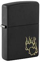 Зажигалка ZIPPO Fire Heart с покрытием Black Matte