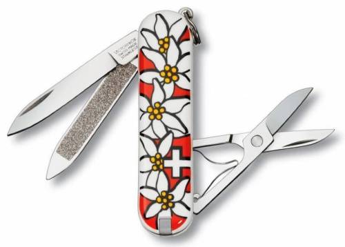 727 Victorinox Нож перочинныйEdelweiss 0.6203.840 58мм 7 функций дизайн рукояти Эдельвейс