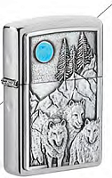 Зажигалка ZIPPO Wolf Design с покрытием Brushed Chrome