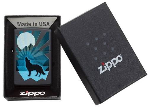 250 ZIPPO ЗажигалкаWolf and Moon с покрытием Black Matte