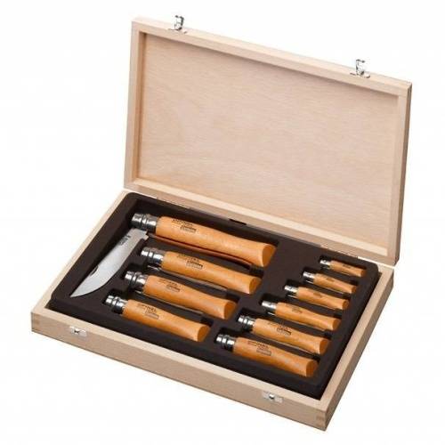 2011  Набор складных ножей Opinel VRN Carbon Tradition из 10 штук в деревянном кейсе