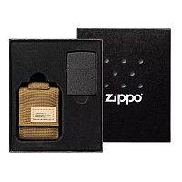 Подарочный набор: зажигалка Black Crackle® и коричневый нейлоновый чехол ZIPPO